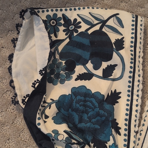 Farm Rio Linen Blend Blue And White Sundress - Picture 9 of 11